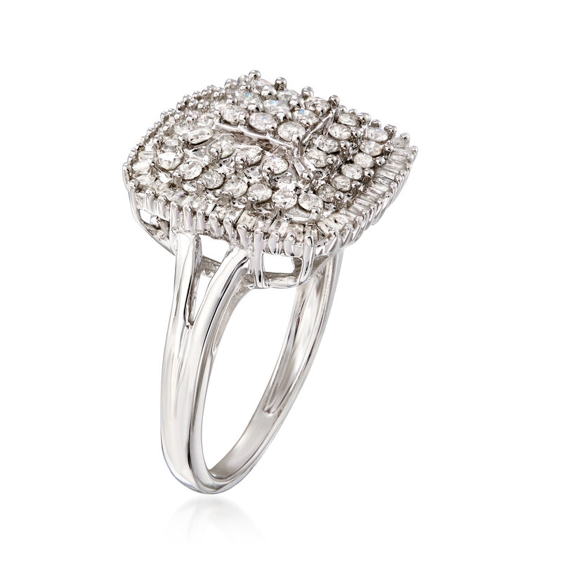 1.00 ct. t.w. Round and Baguette Diamond Ring in Sterling Silver image number 2