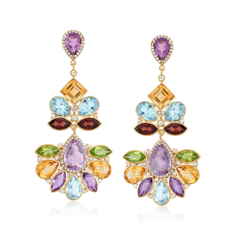 50.90 ct. t.w. Multi-Stone Drop Earrings in 18kt Yellow Gold Over Sterling Silver image number 0