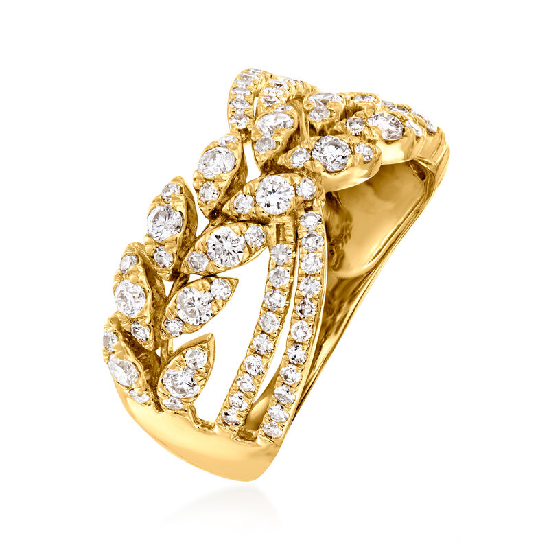 1.00 ct. t.w. Diamond Leaf Crossover Ring in 14kt Yellow Gold image number 2