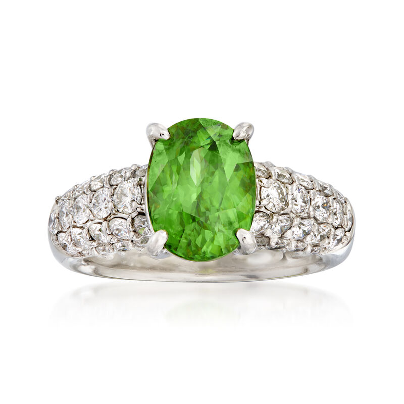 C. 1980 Vintage 3.15 Carat Sphene and 1.21 ct. t.w. Diamond Ring in Platinum image number 0