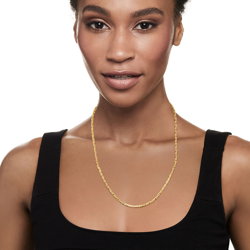 Italian 18kt Yellow Gold Square Byzantine Necklace image number 1