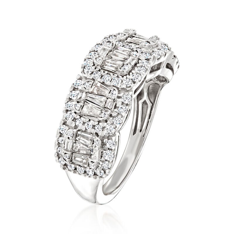 1.00 ct. t.w. Round and Baguette Diamond Ring in Sterling Silver image number 2