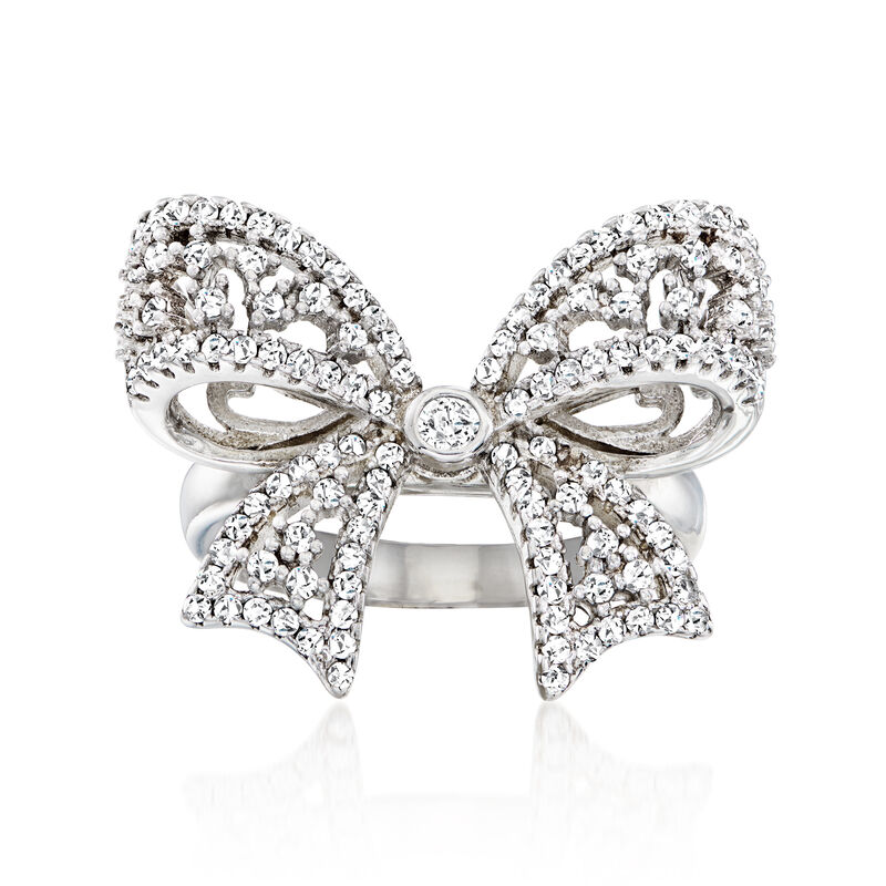 .70 ct. t.w. CZ Bow Ring in Sterling Silver image number 0