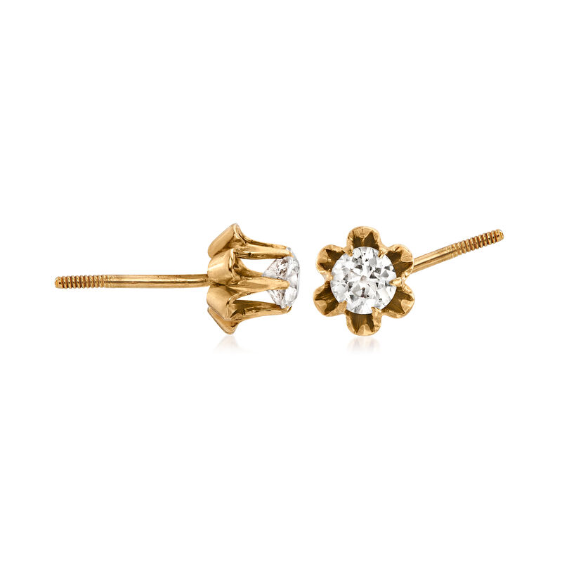 C. 1940 Vintage .65 ct. t.w. Diamond Flower Non-Pierced Stud Earrings in 14kt Yellow Gold image number 2