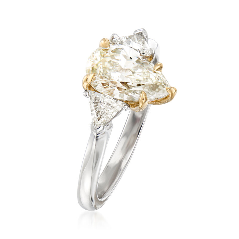 C. 2020 Vintage 1.58 Carat Certified Yellow Diamond and .39 ct. t.w. Diamond Ring in Platinum and 18kt Yellow Gold image number 2