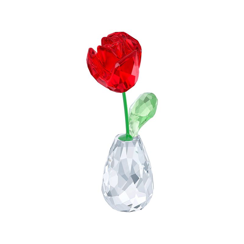 Swarovski Crystal &quot;Flower Dreams&quot; Red and Green Crystal Rose Figurine image number 0