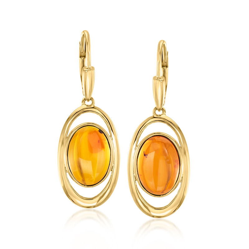 Amber Drop Earrings in 18kt Gold Over Sterling  image number 0
