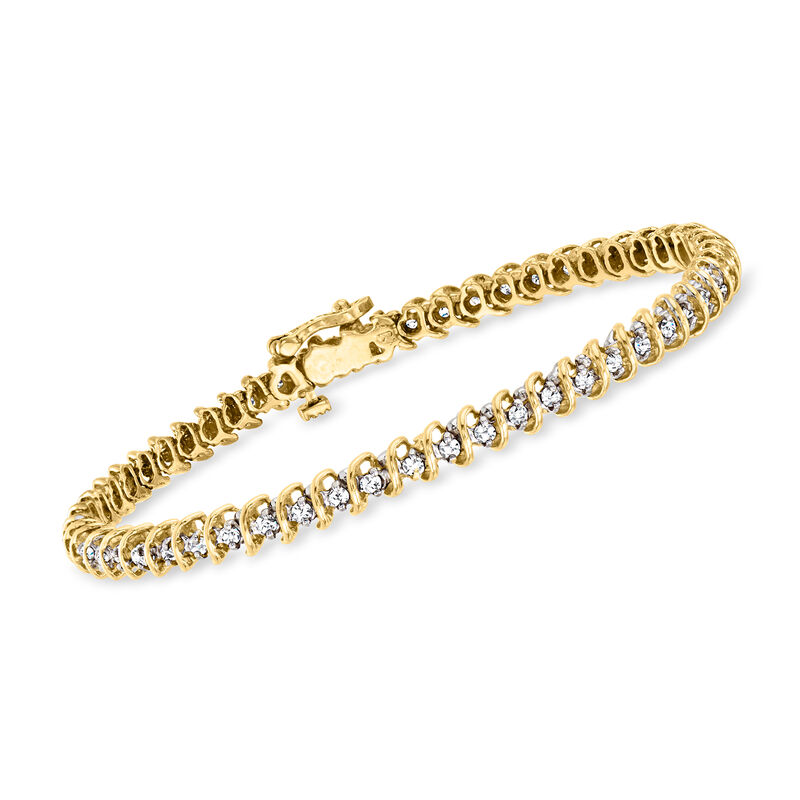 C. 1990 Vintage 1.00 ct. t.w. Diamond S-Link Bracelet in 18kt Yellow Gold image number 0