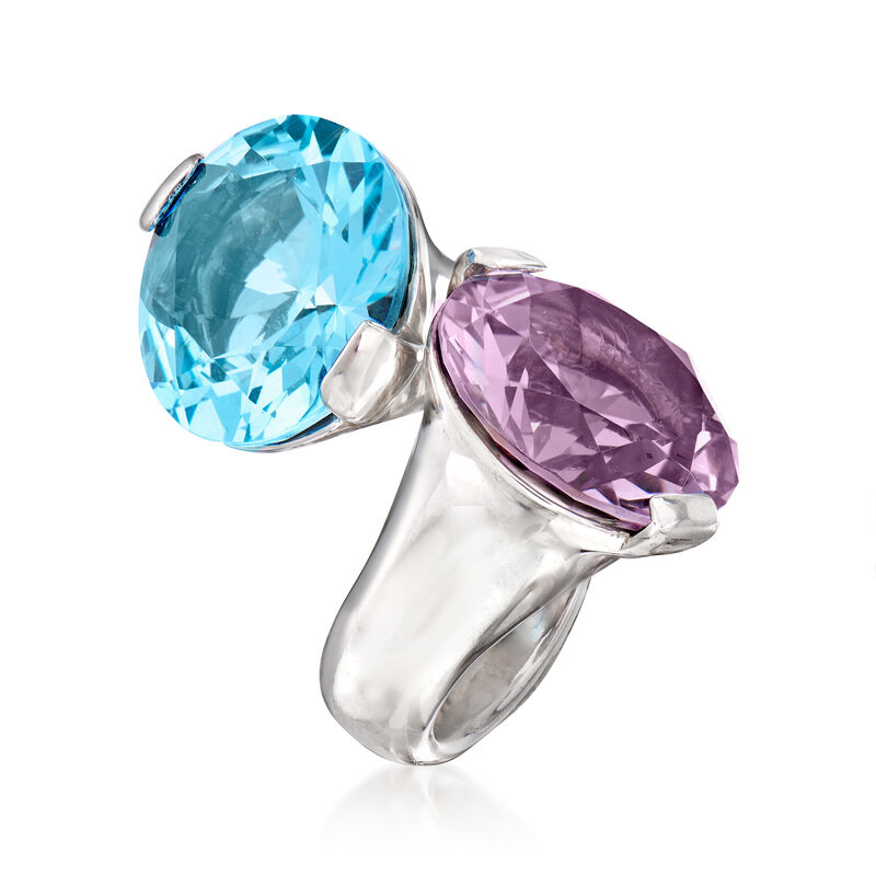 Franco Pianegonda 17.00 Carat Blue Topaz and 13.25 Carat Amethyst Ring in Sterling Silver image number 1