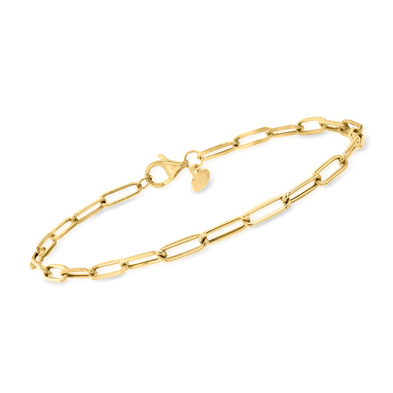 Italian 18kt Yellow Gold Paper Clip Link Bracelet image number 0