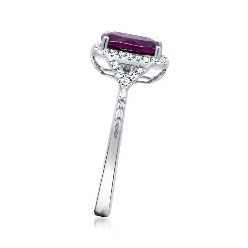 1.70 Carat Rhodolite Garnet Ring with .14 ct. t.w. Diamonds in 14kt White Gold image number 1