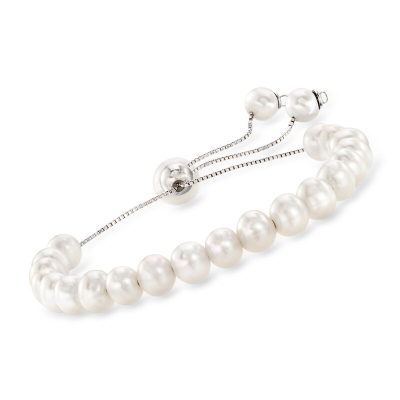 6.5-9mm Cultured Pearl Bolo Bracelet in Sterling Silver  image number 0