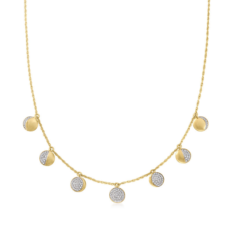 .37 ct. t.w. Diamond Lunar Moon Phases Charm Necklace in 18kt Gold Over Sterling image number 0