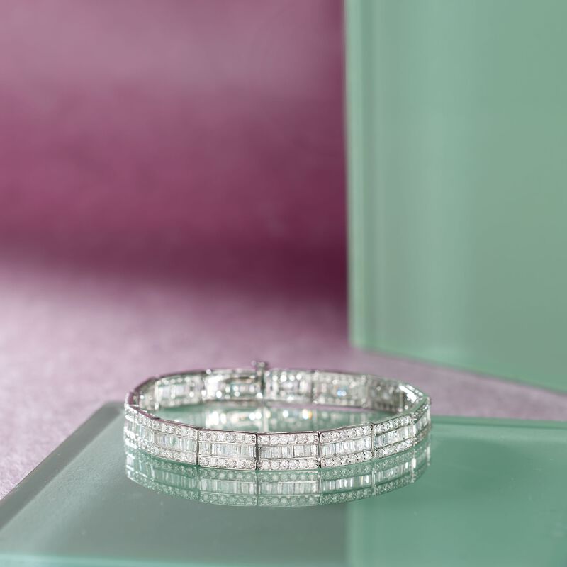 6.00 ct. t.w. Baguette and Round Diamond Bracelet in 14kt White Gold image number 2