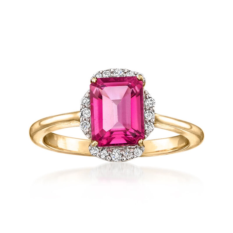 2.00 Carat Pink Topaz Ring with .12 ct. t.w. Diamonds in 14kt Yellow Gold image number 0