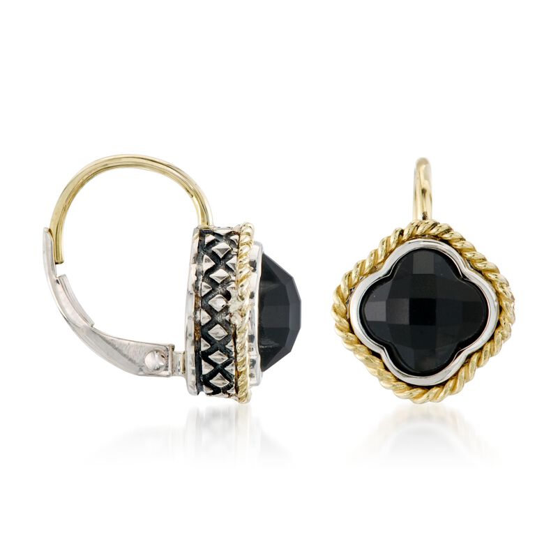 Andrea Candela Black Onyx Clover Earrings in Two-Tone image number 2