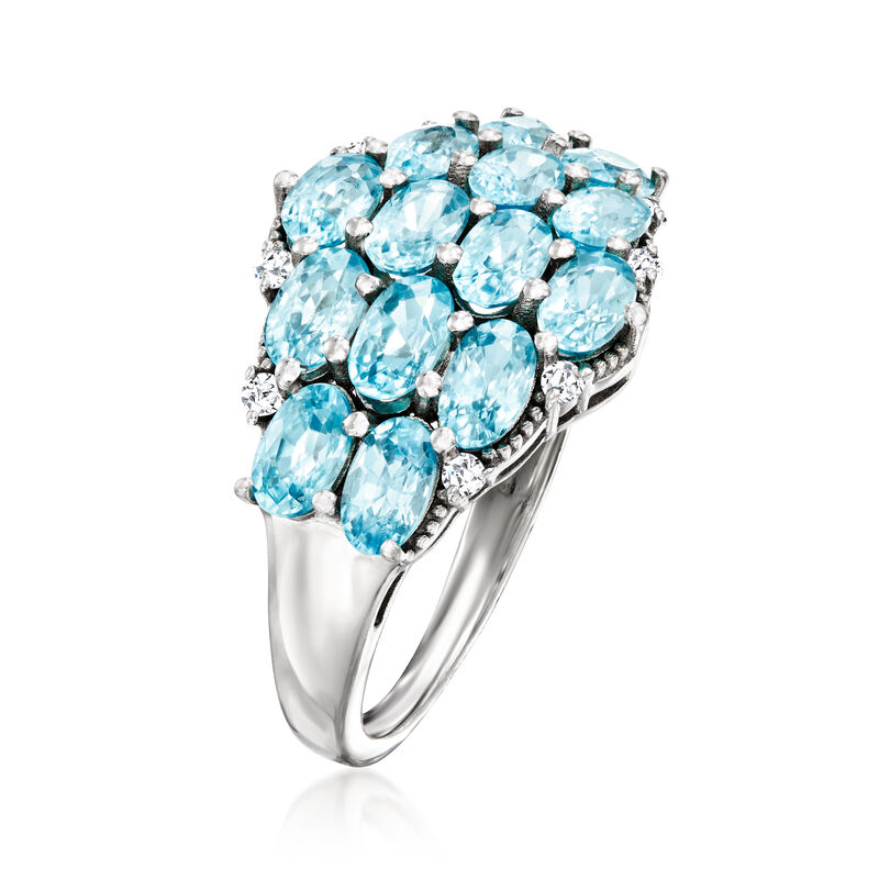 5.10 ct. t.w. Blue and White Zircon Ring in Sterling Silver image number 2