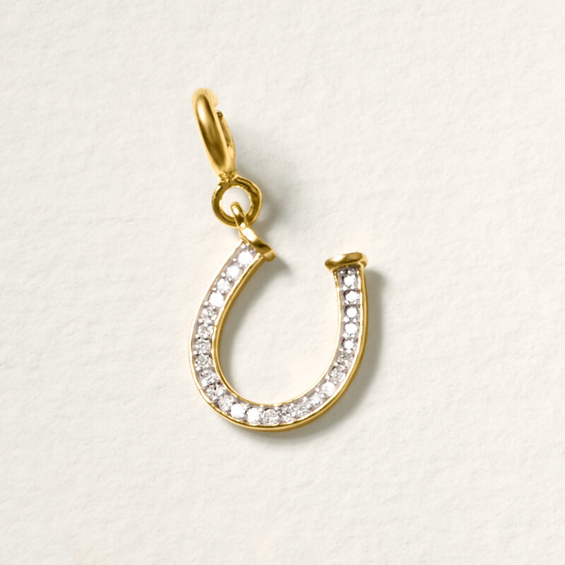 .10 ct. t.w. Diamond Horseshoe Charm in 18kt Gold Over Sterling  image number 3