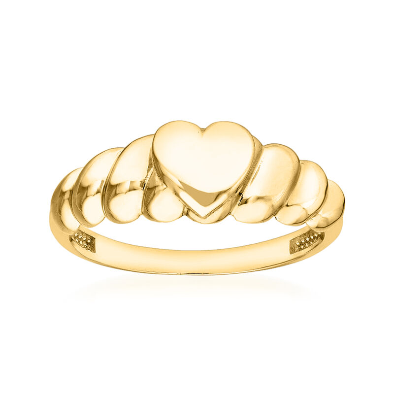 14kt Yellow Gold Ribbed Heart Ring image number 0