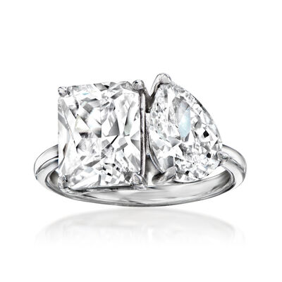 5.70 ct. t.w. CZ Toi et Moi Ring in Sterling Silver