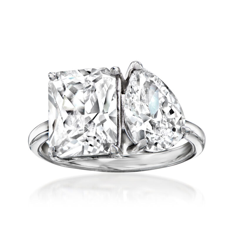 5.70 ct. t.w. CZ Toi et Moi Ring in Sterling Silver image number 0