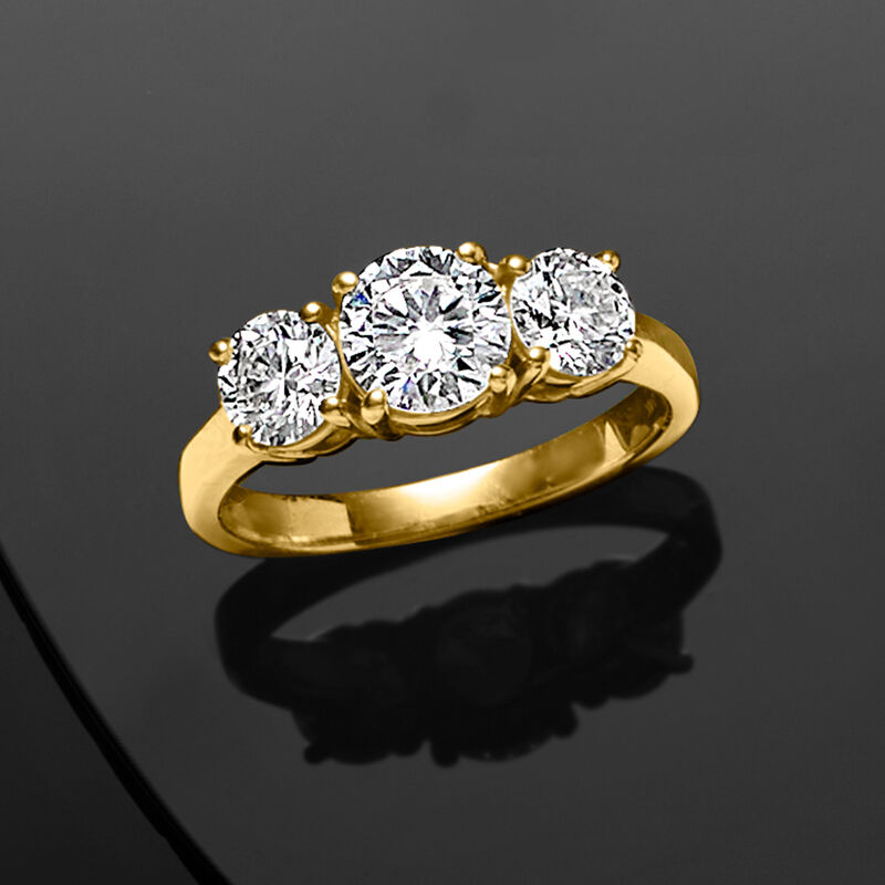2.00 ct. t.w. Lab-Grown Diamond Three-Stone Ring in 14kt Yellow Gold. Size 5 image number 5