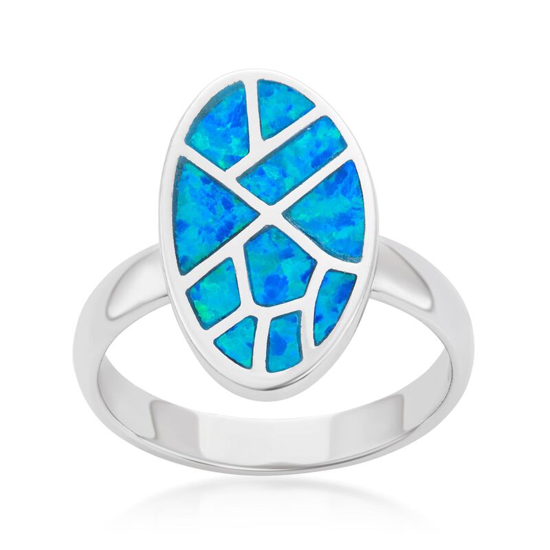 Blue Synthetic Opal Mosaic Ring in Sterling Silver image number 0