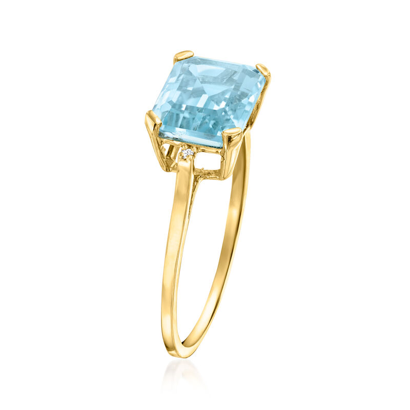 3.00 Carat Sky Blue Topaz Ring with Diamonds in 14kt Yellow Gold image number 2