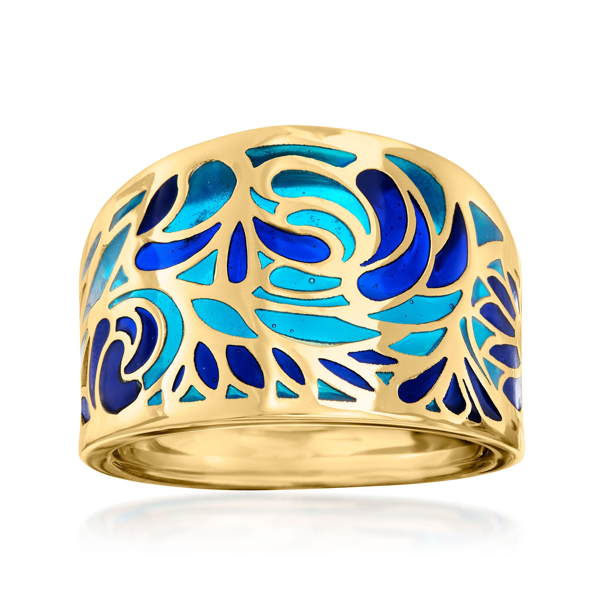 Italian Blue Enamel Ring in 14kt Yellow Gold | Ross Simons