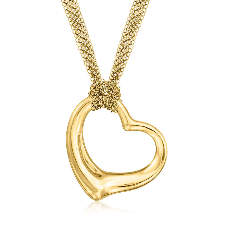 C. 2000 Vintage Tiffany Jewelry "Elsa Peretti" 18kt Yellow Gold Heart Necklace. 30" image number 0