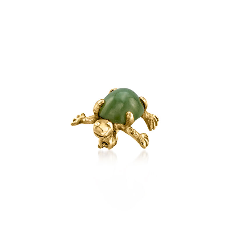 C. 1990 Vintage Mini Jade Turtle Pin in 14kt Yellow Gold  image number 2