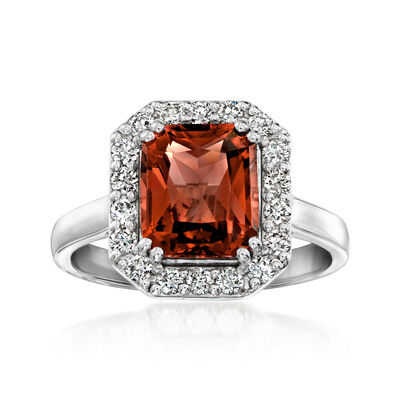 C. 1990 Vintage 3.40 Carat Red Spinel and .55 ct. t.w. Diamond Ring in 18kt White Gold