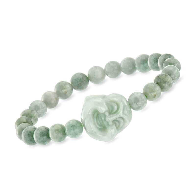 C. 2000 Vintage Jade Bead "Happy Buddha" Stretch Bracelet image number 0