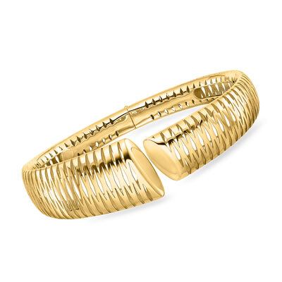 Italian 18kt Yellow Gold Crisscross Cuff Bracelet