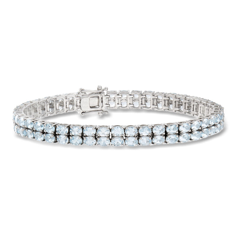 13.00 ct. t.w. Aquamarine Two-Row Tennis Bracelet in Sterling Silver image number 0