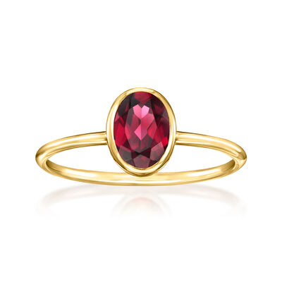 1.00 Carat Bezel-Set Rhodolite Garnet Ring in 14kt Yellow Gold
