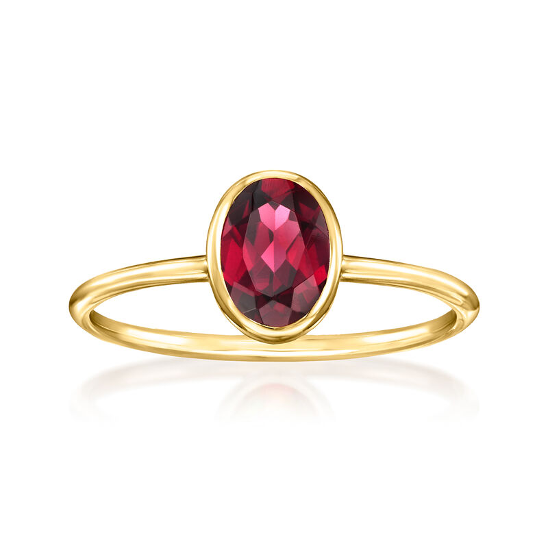 1.00 Carat Bezel-Set Rhodolite Garnet Ring in 14kt Yellow Gold image number 0