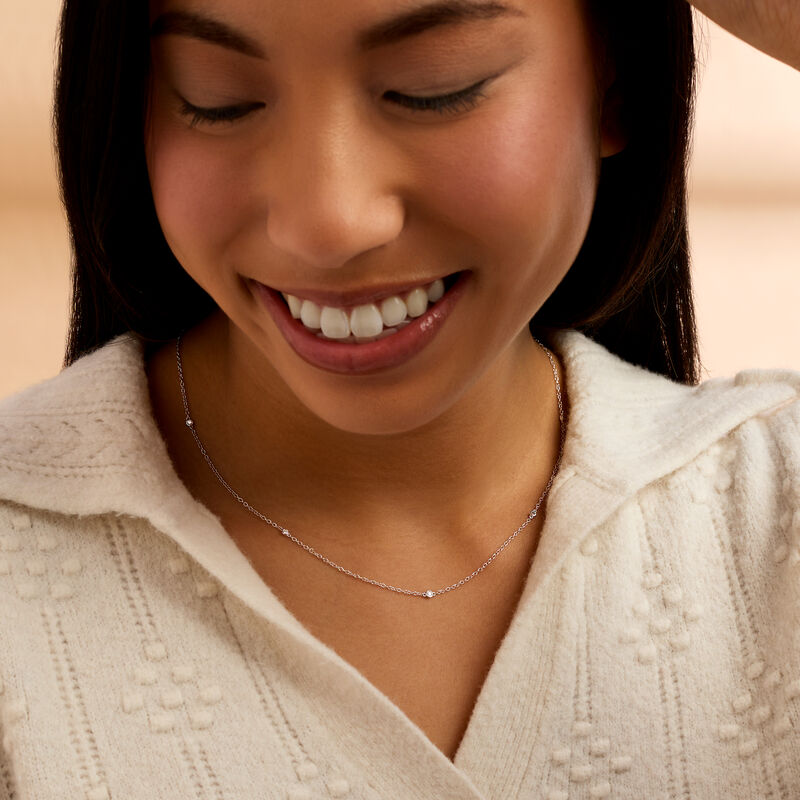 .10 ct. t.w. Bezel-Set Diamond Station Necklace in Sterling Silver image number 2