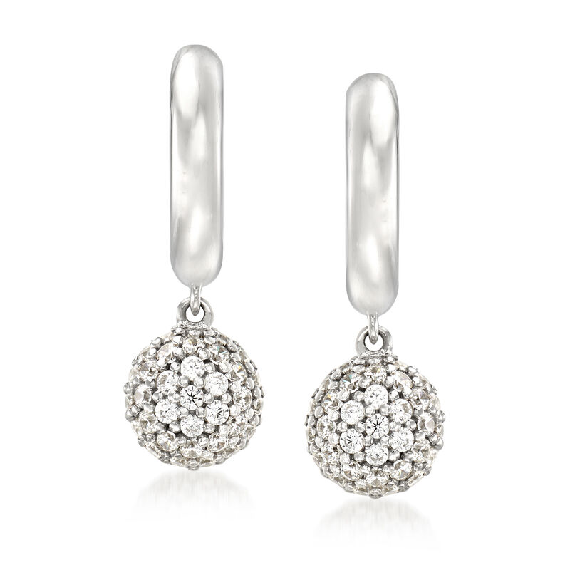 Belle Etoile &quot;Lunetta&quot; .30 ct. t.w. CZ Drop Earrings in Sterling Silver image number 0
