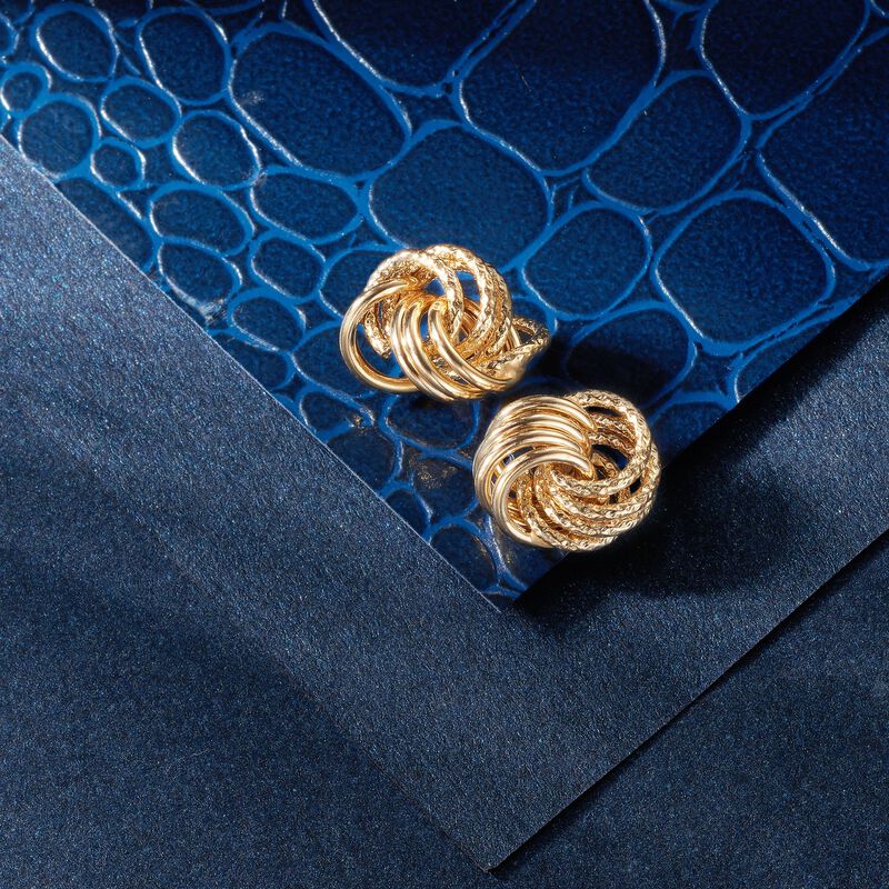 Italian 14kt Yellow Gold Love Knot Stud Earrings image number 3