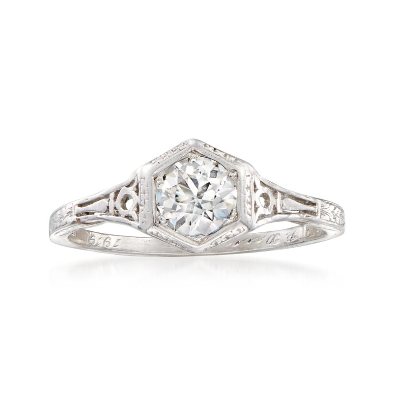 C. 1919 Vintage Tiffany Jewelry .65 Carat Diamond Ring in Platinum image number 0
