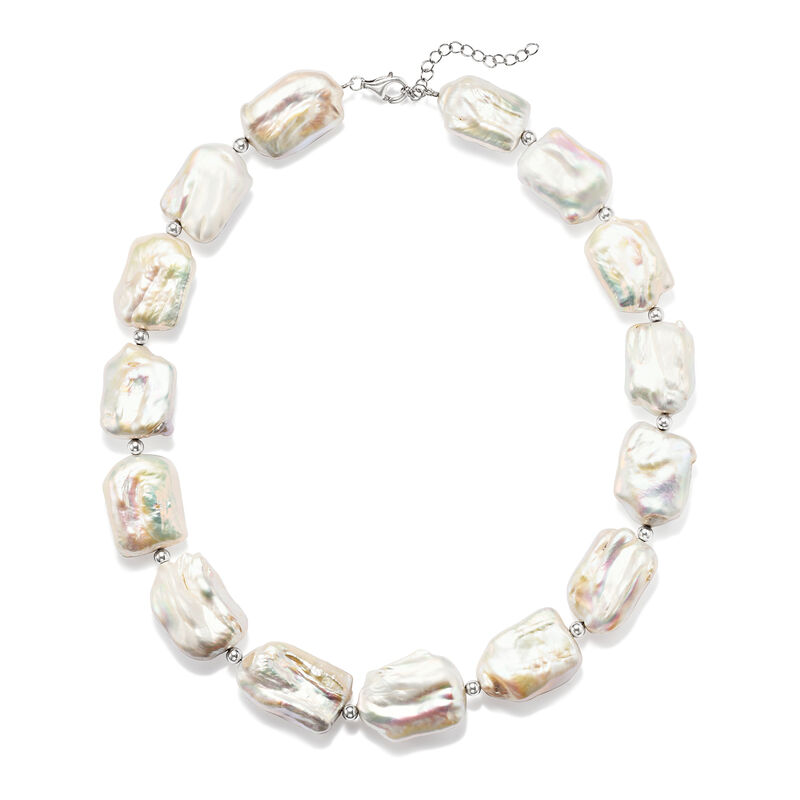 17-20mm Cultured Pearl Necklace in Sterling Silver. 20&quot; image number 2