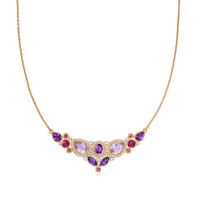 14.55 ct. t.w. Multi-Gemstone Collar Necklace in 18kt Gold Over Sterling image number 0