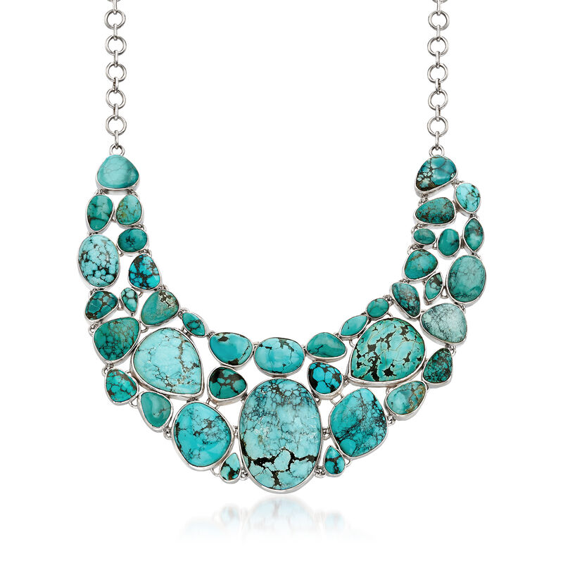 Turquoise Bib Necklace in Sterling Silver image number 0