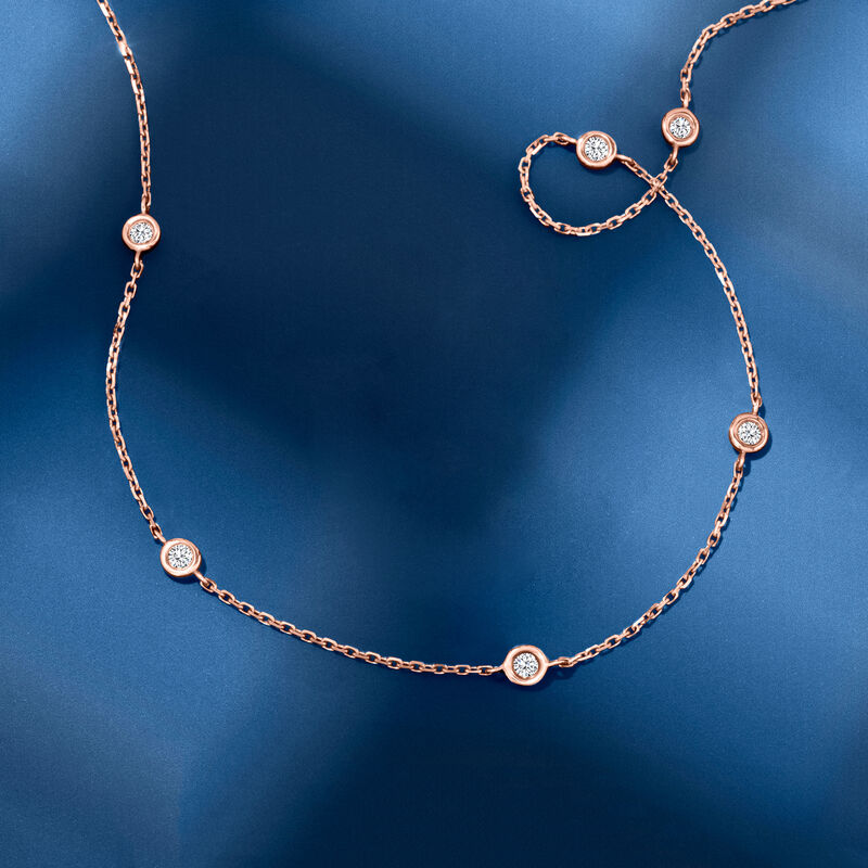 .20 ct. t.w. Diamond Station Necklace in 14kt Rose Gold image number 2