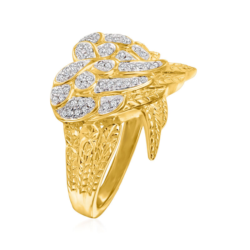 .15 ct. t.w. Diamond Angel Wings Ring in 18kt Gold Over Sterling image number 2