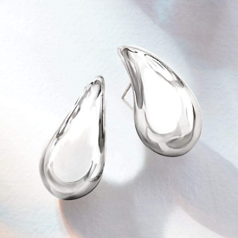 Sterling Silver Large Teardrop Earrings  image number 3