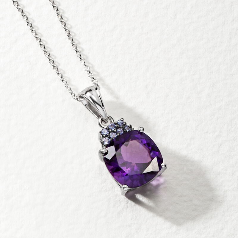 5.25 Carat Amethyst and .20 ct. t.w. Tanzanite Pendant Necklace in Sterling Silver image number 3