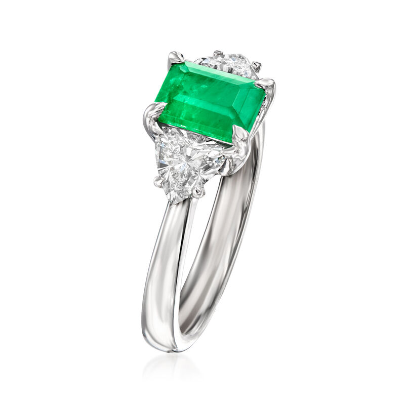 2.00 Carat Emerald Ring with 1.00 ct. t.w. Lab-Grown Diamonds in 14kt White Gold. Size 9 image number 2
