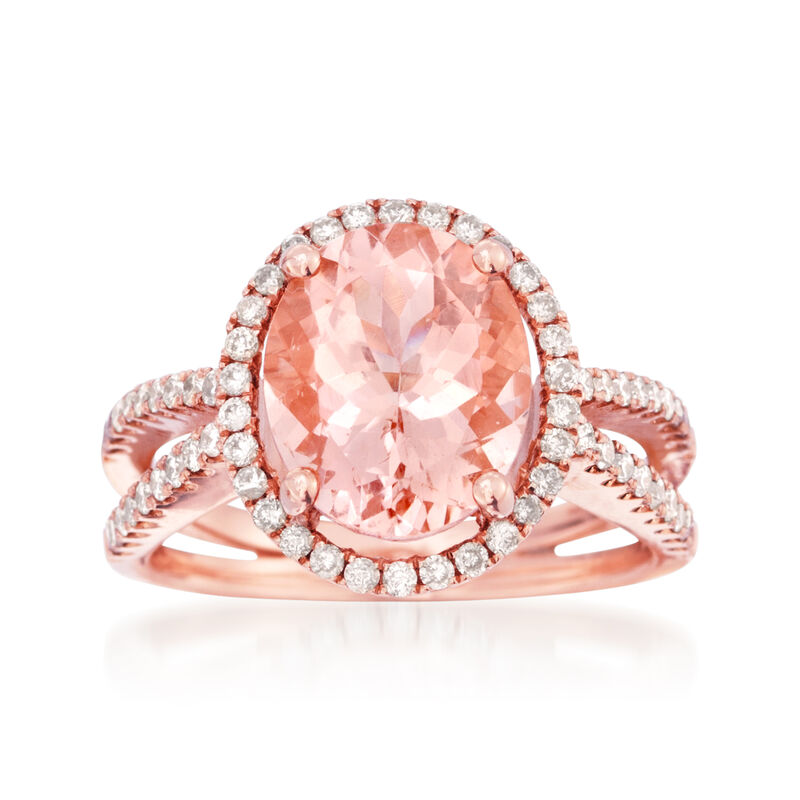 3.18 Carat Morganite and .52 ct. t.w. Diamond Ring in 14kt Rose Gold image number 0